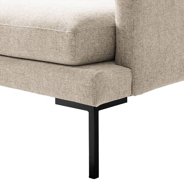 Hoekbank Bellaire textielmix - lichtbeige - chaise longue vooraanzicht links - zwart