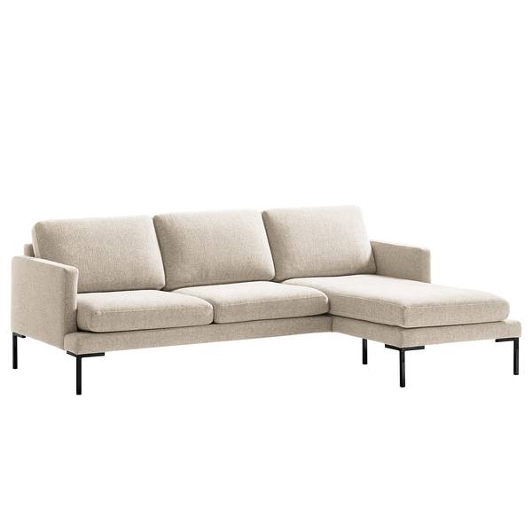 Hoekbank Bellaire textielmix - lichtbeige - chaise longue vooraanzicht rechts - zwart