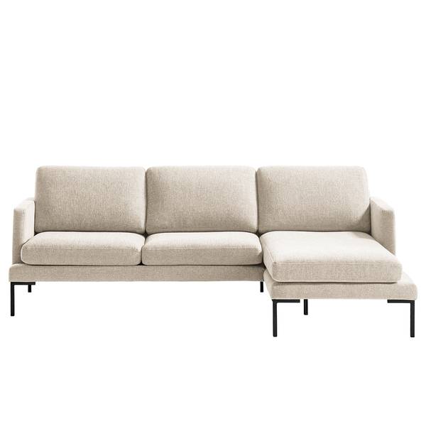 Hoekbank Bellaire textielmix - lichtbeige - chaise longue vooraanzicht rechts - zwart