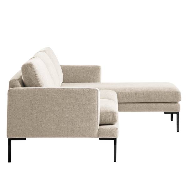 Hoekbank Bellaire textielmix - lichtbeige - chaise longue vooraanzicht rechts - zwart