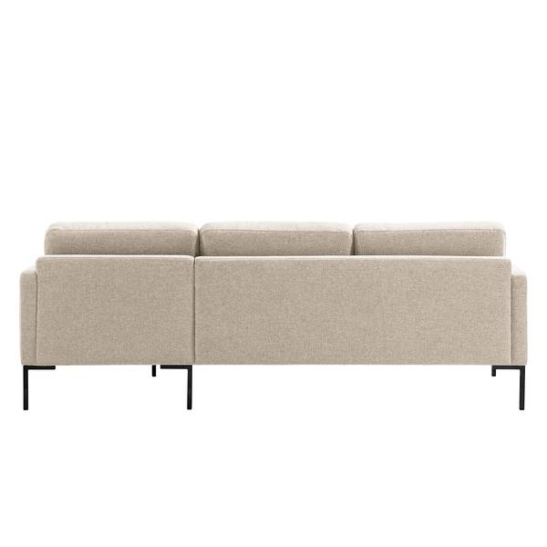 Hoekbank Bellaire textielmix - lichtbeige - chaise longue vooraanzicht rechts - zwart