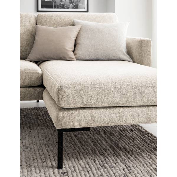 Hoekbank Bellaire textielmix - lichtbeige - chaise longue vooraanzicht rechts - zwart