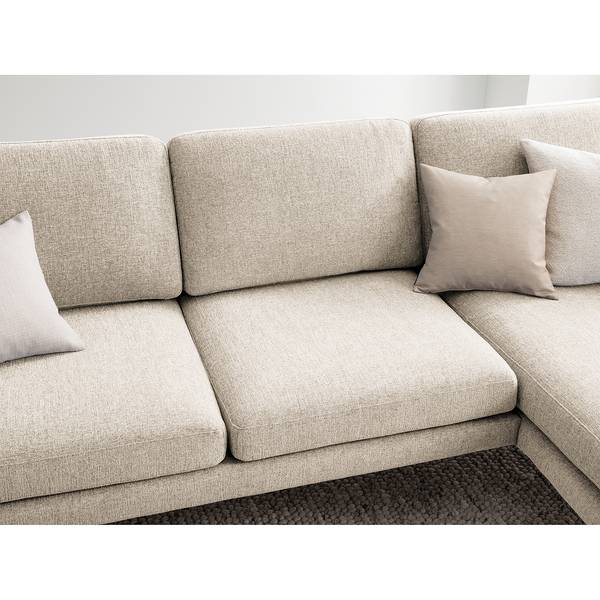 Hoekbank Bellaire textielmix - lichtbeige - chaise longue vooraanzicht rechts - zwart