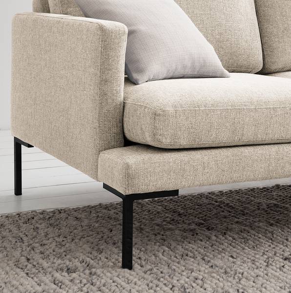 Hoekbank Bellaire textielmix - lichtbeige - chaise longue vooraanzicht rechts - zwart