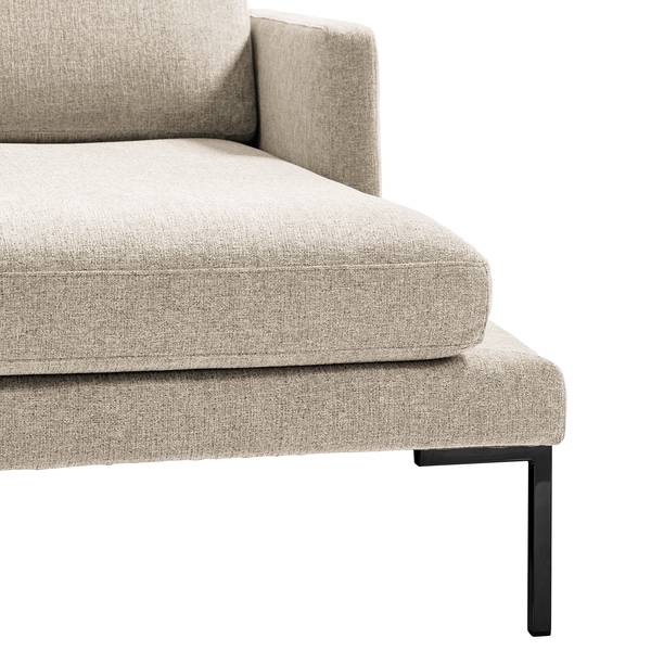 Hoekbank Bellaire textielmix - lichtbeige - chaise longue vooraanzicht rechts - zwart