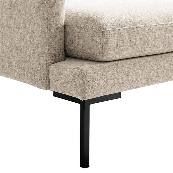 Hoekbank Bellaire textielmix - lichtbeige - chaise longue vooraanzicht rechts - zwart