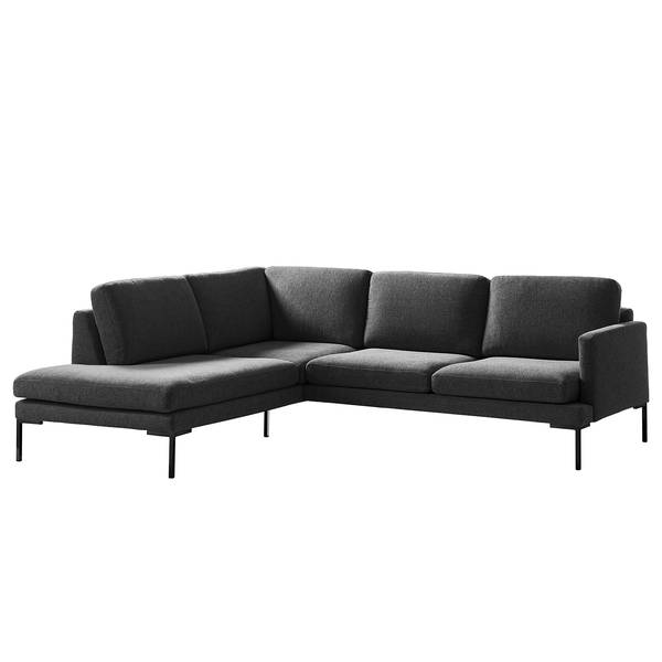 Ecksofa Bellaire Mischgewebe - Schwarz - Ottomane davorstehend links - Schwarz