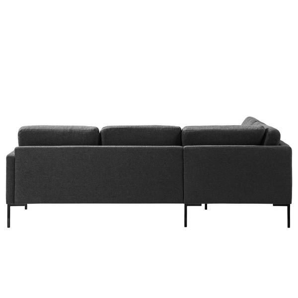Ecksofa Bellaire Mischgewebe - Schwarz - Ottomane davorstehend links - Schwarz