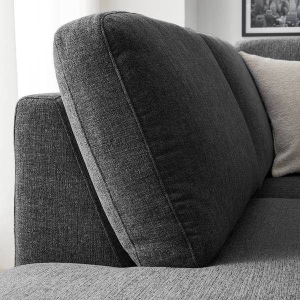 Ecksofa Bellaire Mischgewebe - Schwarz - Ottomane davorstehend links - Schwarz
