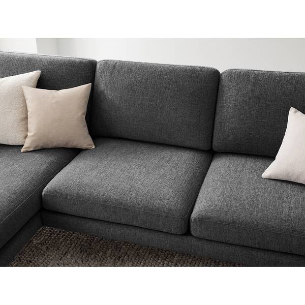 Ecksofa Bellaire Mischgewebe - Schwarz - Ottomane davorstehend links - Schwarz