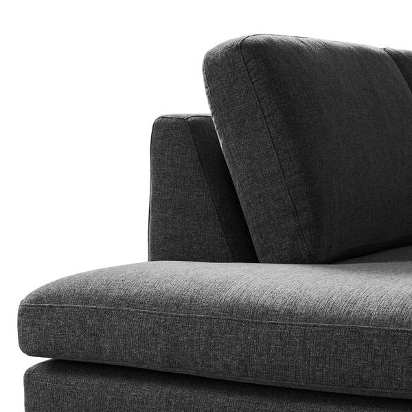 Ecksofa Bellaire Mischgewebe - Schwarz - Ottomane davorstehend links - Schwarz