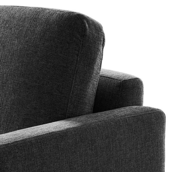 Ecksofa Bellaire Mischgewebe - Schwarz - Ottomane davorstehend links - Schwarz