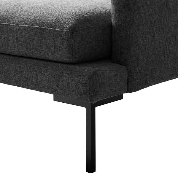 Ecksofa Bellaire Mischgewebe - Schwarz - Ottomane davorstehend links - Schwarz