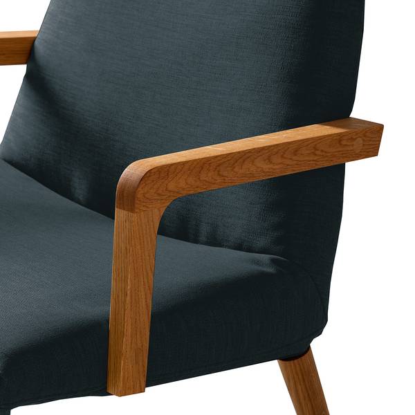 Sessel Sonka II Flachgewebe - Dunkelblau - Mit Armlehnen