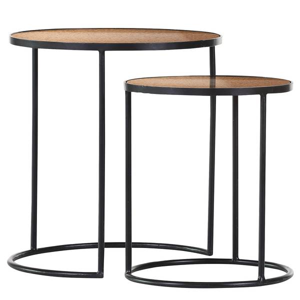 Beistelltisch Wexford I (2er-Set) Glas / Metall - Braun / Schwarz