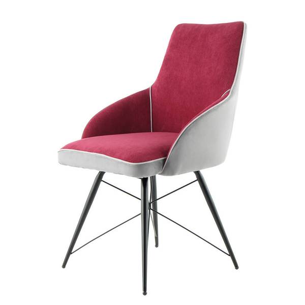 Gestoffeerde stoel Carol I ribfluweel/microvezel /ijzer - rood