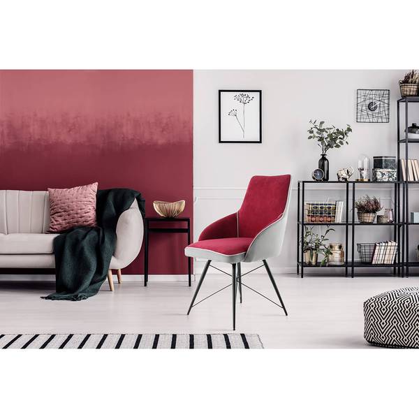 Gestoffeerde stoel Carol I ribfluweel/microvezel /ijzer - rood