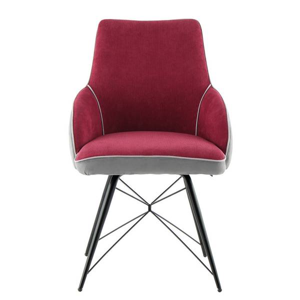 Gestoffeerde stoel Carol I ribfluweel/microvezel /ijzer - rood