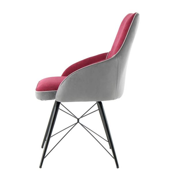 Gestoffeerde stoel Carol I ribfluweel/microvezel /ijzer - rood