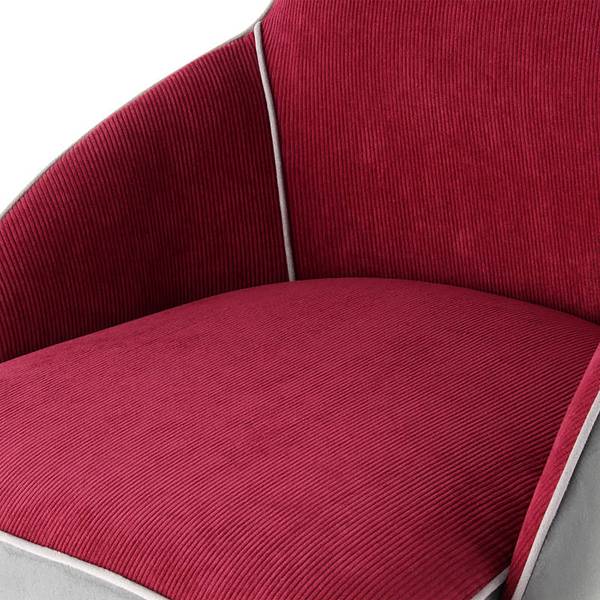 Gestoffeerde stoel Carol I ribfluweel/microvezel /ijzer - rood