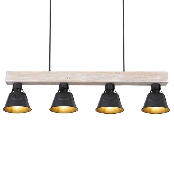 Hanglamp Günther III ijzer/massief sparrenhout - 4-lichts