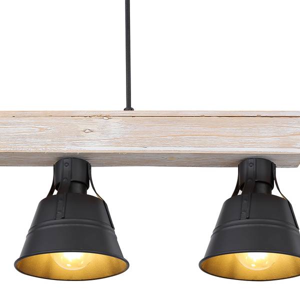 Hanglamp Günther III ijzer/massief sparrenhout - 4-lichts