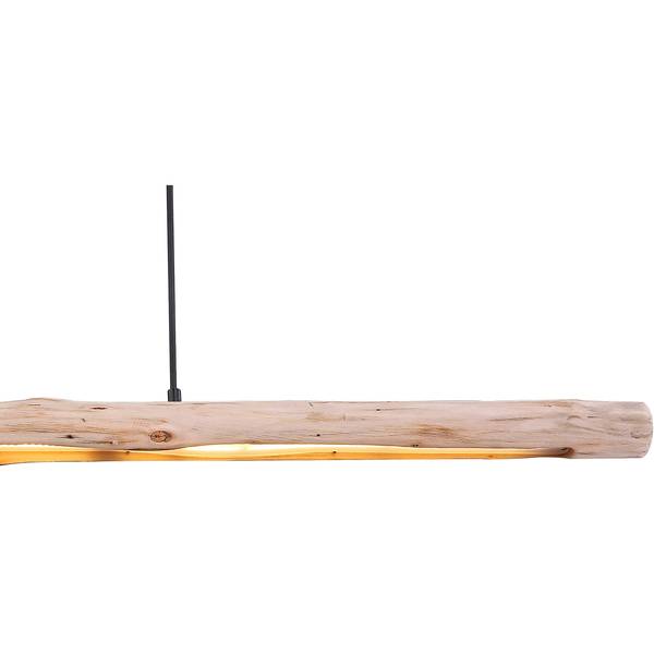 LED-hanglamp Mella II massief eucalyptushout/ijzer - 1-lichts