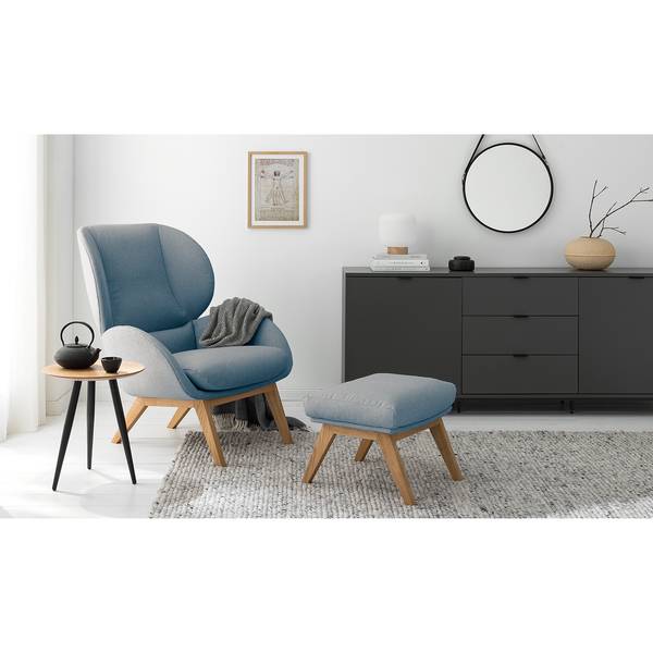 Fauteuil MAROLS Tissu Saia: Bleu jean - Chêne clair