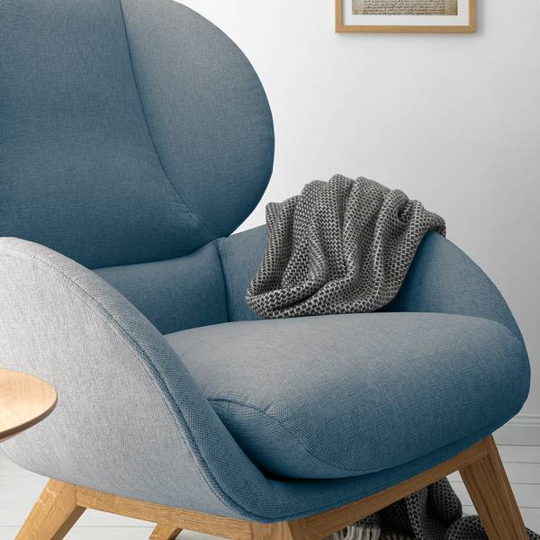 Fauteuil MAROLS Tissu Saia: Bleu jean - Chêne clair