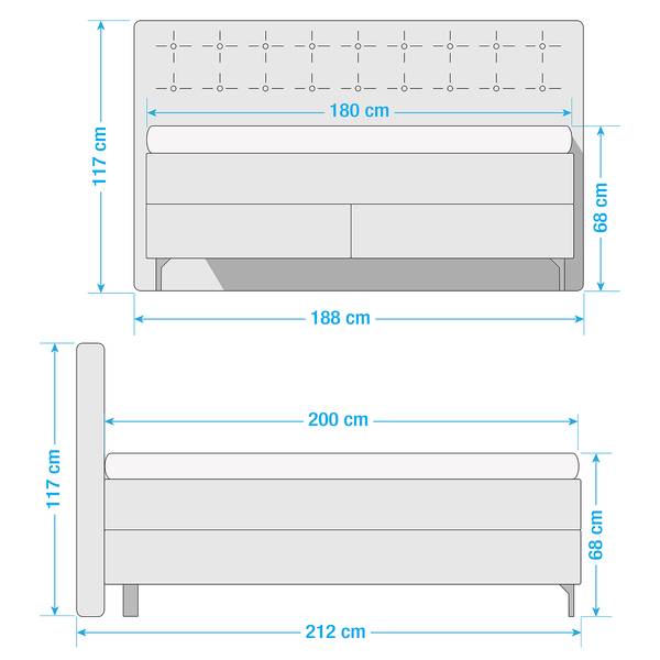 Boxspring Cooling lichtblauw - H3
