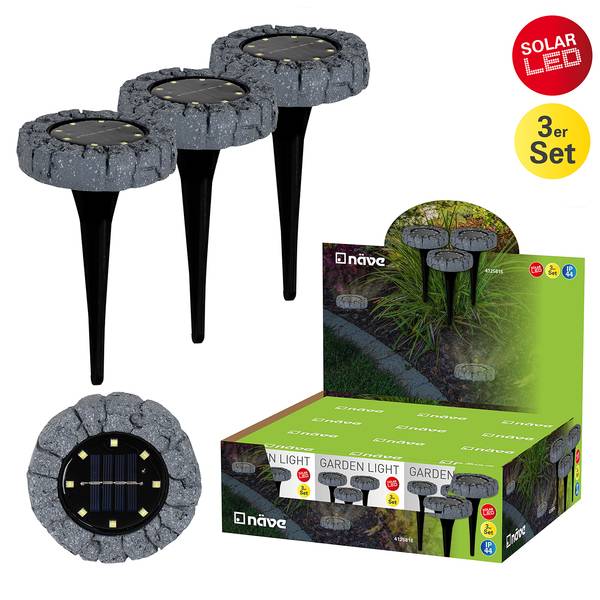 LED-Solar Einbauleuchte Orcas (3er-Set) Polyester PVC - 3-flammig