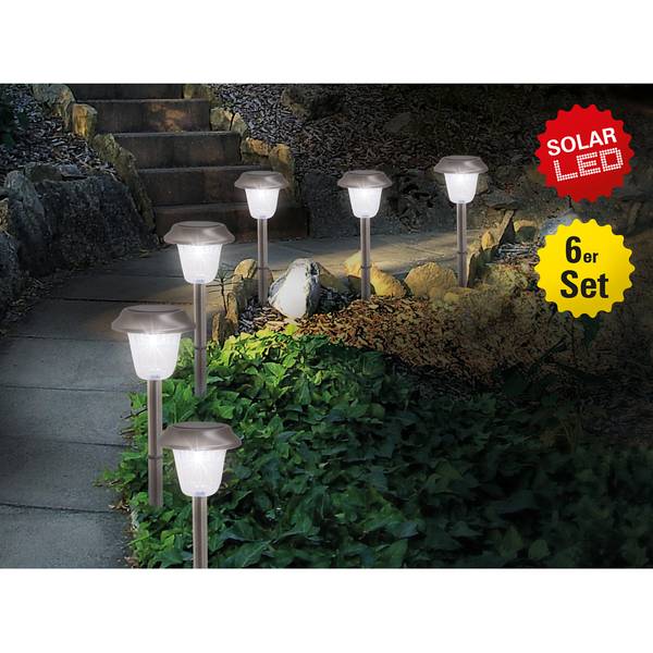 LED-grondspies Rowley (set van 6) kunststof/metaal - 6 lichtbronnen
