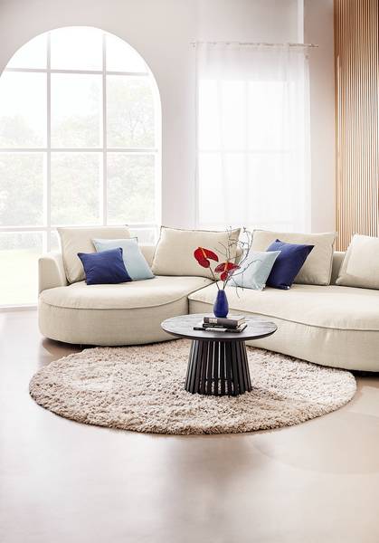 Bigsofa BUCKLEY Webstoff Saia: Beige - Ausrichtung links