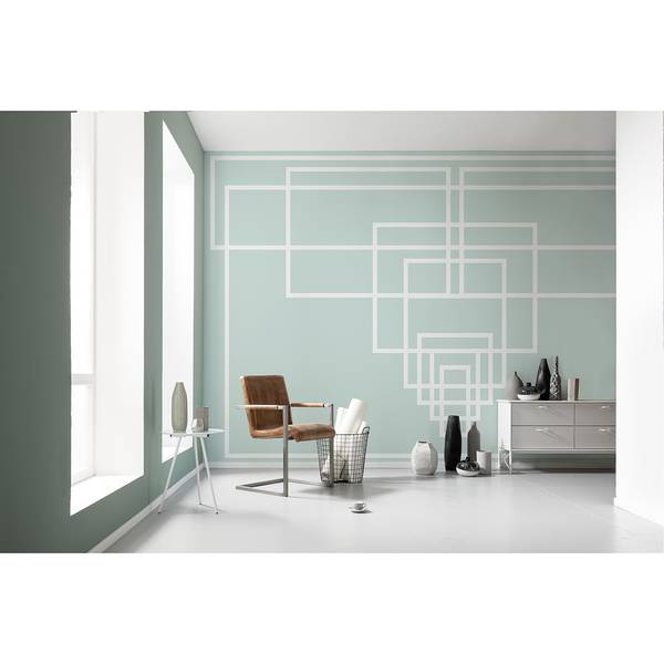 Papier peint Mills Board Center Ice II Intissé - Turquoise