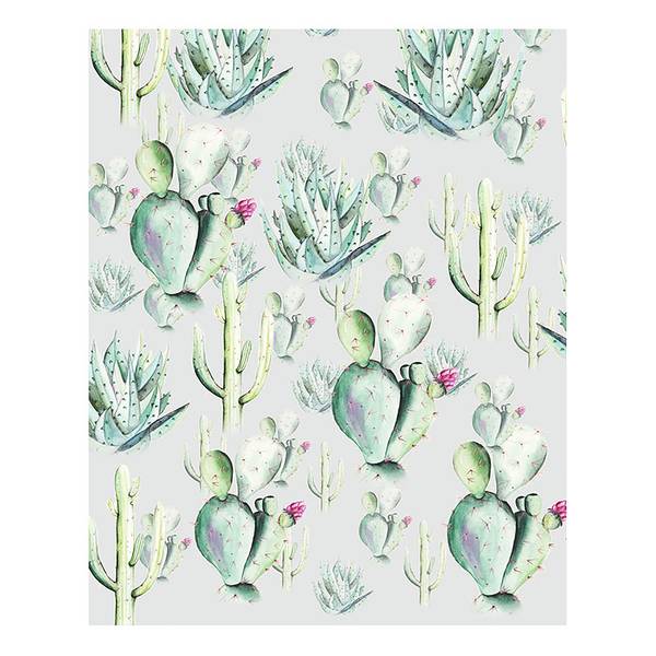 Vlies Fototapete Cactus Grey Vlies - Grün / Grau - Breite: 200 cm