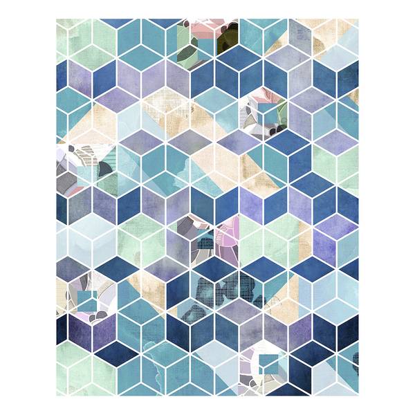 Vlies Fototapete Geometric Blue Vlies - Blau / Lila / Weiß