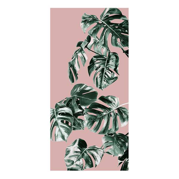 Papier peint intissé Monstera Rosé I Intissé - Vert / Rose