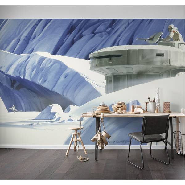 Fotobehang StarWars RMQ Hoth Echo Base vlies - blauw/wit