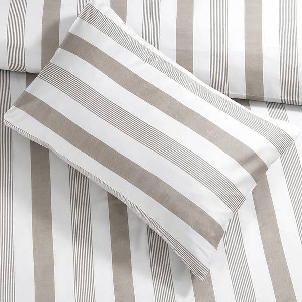 Beddengoed Pina katoensatijn - taupe - 155 x 220 cm + kussen 80 x 80 cm