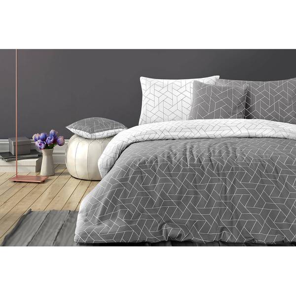 Beddengoed Florence katoensatijn - grijs - 220 x 240 cm + 2 kussens 65 x 65 cm