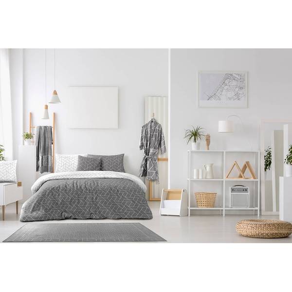 Beddengoed Florence katoensatijn - grijs - 220 x 240 cm + 2 kussens 65 x 65 cm