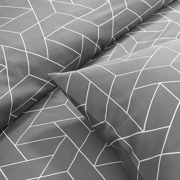 Beddengoed Florence katoensatijn - grijs - 220 x 240 cm + 2 kussens 65 x 65 cm