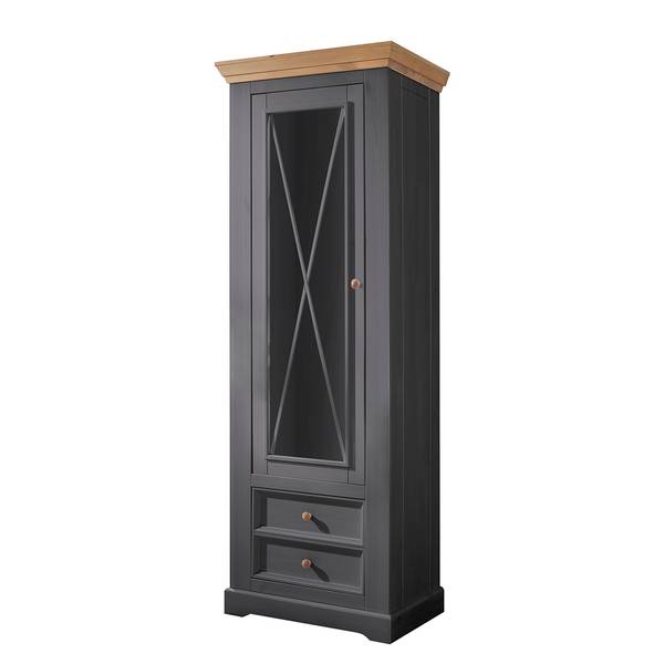 Staande vitrinekast Ummanz massief grenenhout - grijs grenenhout