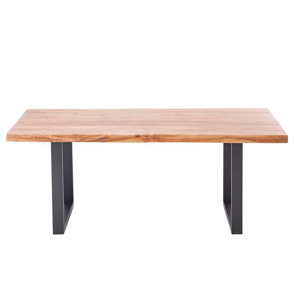 Table en bois massif KAPRA Acacia brun - 200 x 100 cm - Noir - Forme en U - Épaisseur plateau : 5 cm