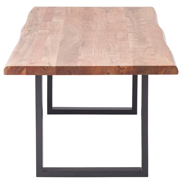 Table en bois massif KAPRA Acacia brun - 200 x 100 cm - Noir - Forme en U - Épaisseur plateau : 5 cm