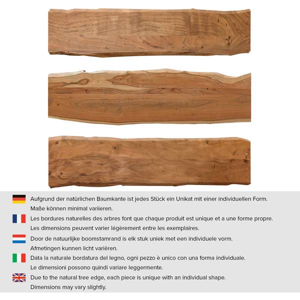 Banc en bois massif KAPRA Acacia brun - Largeur : 200 cm - Métal vintage - Forme en X