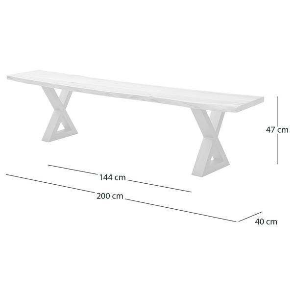 Banc en bois massif KAPRA Acacia brun - Largeur : 200 cm - Métal vintage - Forme en X
