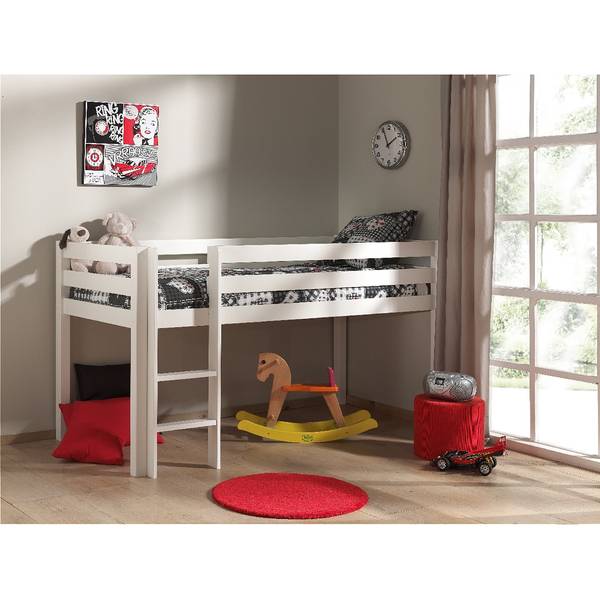Hochbett Pino IV Kiefer massiv - Kiefer Weiß