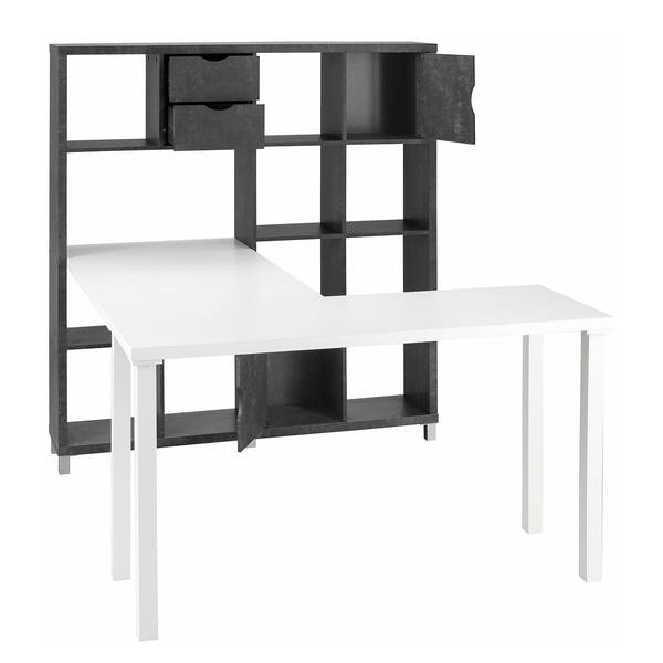 Schreibtischkombination Lurs Beton Dekor / Weiß