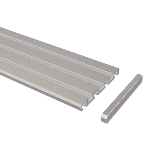 Kombischiene Nybro 3-4-läufig Aluminium - Silbergrau - Breite: 180 cm